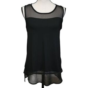 Vince Camuto Black Tunic Top Womens Sz‎ PM Petite M Sleeveless Knit Shirt Blouse